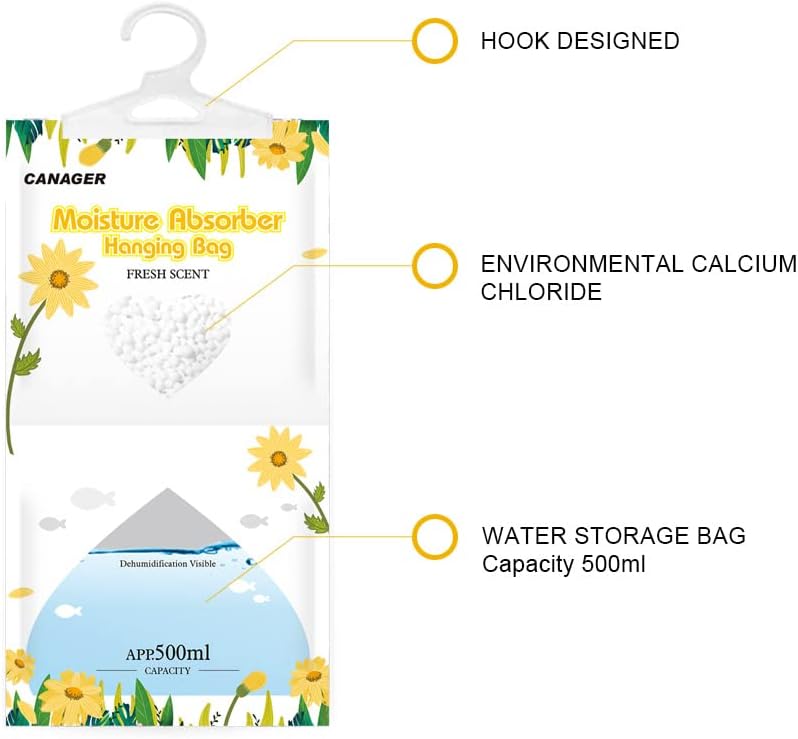 CANAGER Moisture Absorber -12 Pack,Fresh Scent Hanging Humidity Bag,Home,Car, and Closet Dehumidifiers(12.5OZ). - Image 4